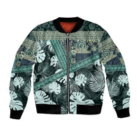 Hawaii Plant Kalo Bomber Jacket Hawaiian Tapa Pattern LT05 Unisex Green - Polynesian Pride