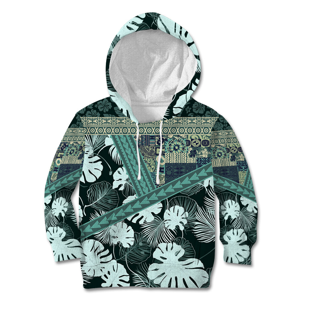 Hawaii Plant Kalo Kid Hoodie Hawaiian Tapa Pattern LT05 Hoodie Green - Polynesian Pride