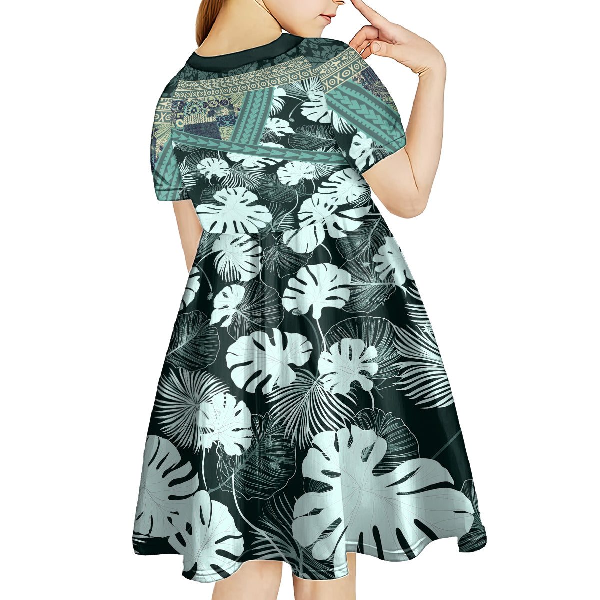 Hawaii Plant Kalo Kid Short Sleeve Dress Hawaiian Tapa Pattern LT05 - Polynesian Pride