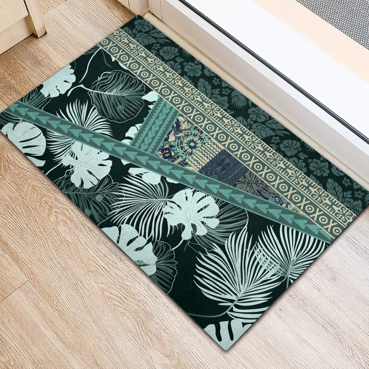 Hawaii Plant Kalo Rubber Doormat Hawaiian Tapa Pattern LT05 - Polynesian Pride
