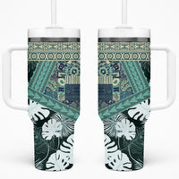 Hawaii Plant Kalo Tumbler With Handle Hawaiian Tapa Pattern