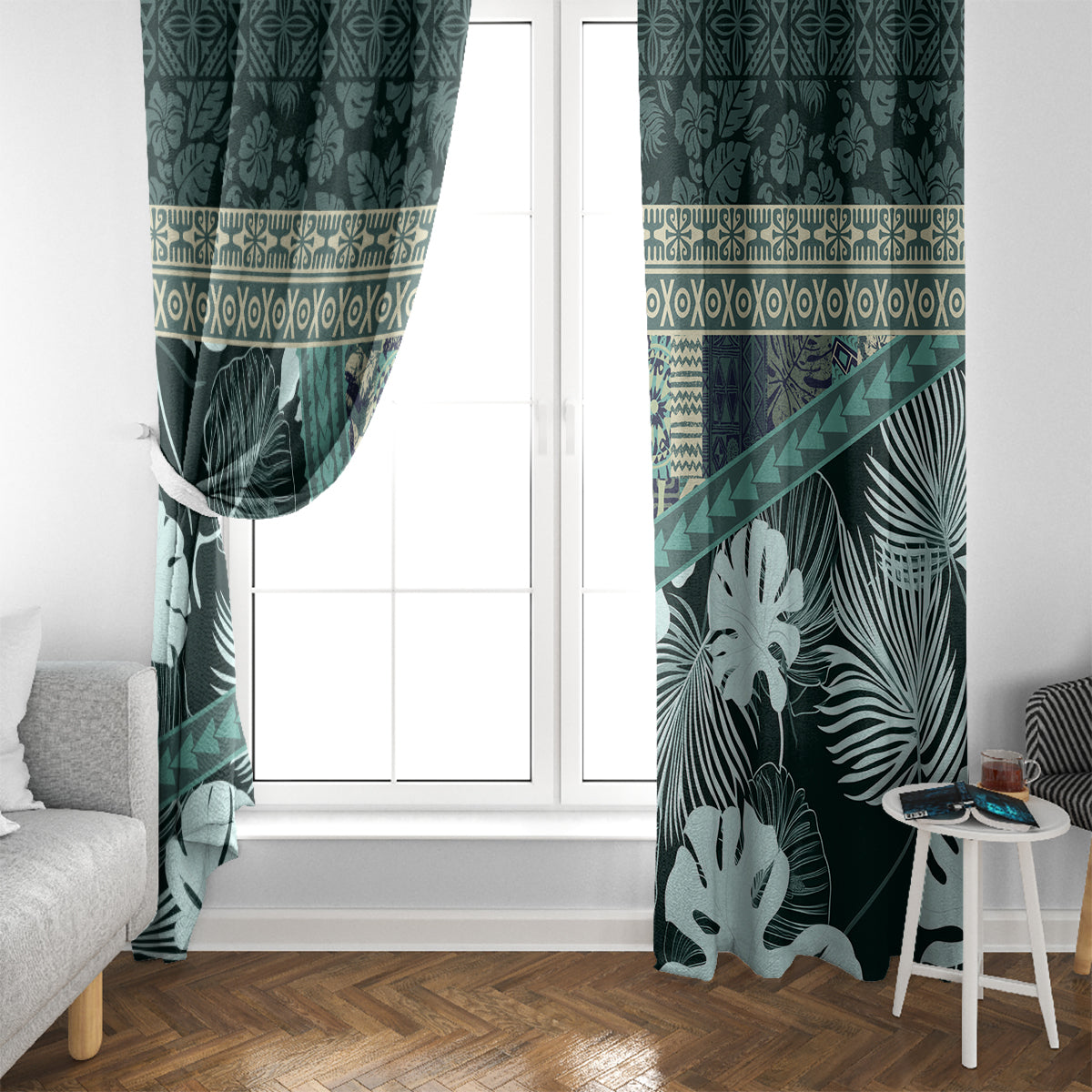 Hawaii Plant Kalo Window Curtain Hawaiian Tapa Pattern LT05 - Polynesian Pride