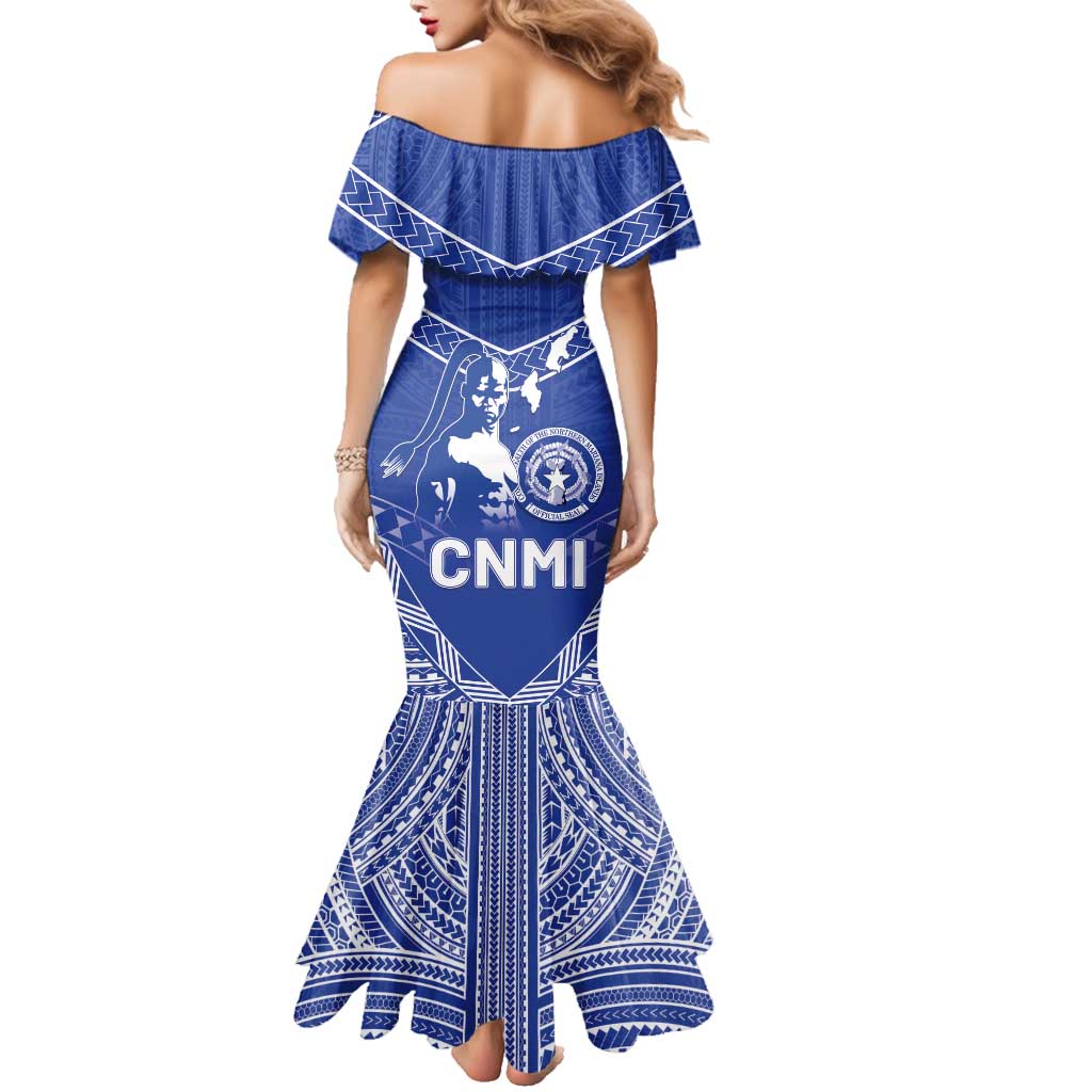 Northern Mariana Islands Family Matching Mermaid Dress and Hawaiian Shirt Chamorro Warrior Tribal Pattern LT05 - Polynesian Pride
