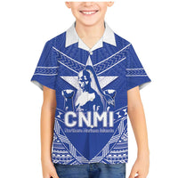 Northern Mariana Islands Family Matching Mermaid Dress and Hawaiian Shirt Chamorro Warrior Tribal Pattern LT05 Son's Shirt Blue - Polynesian Pride
