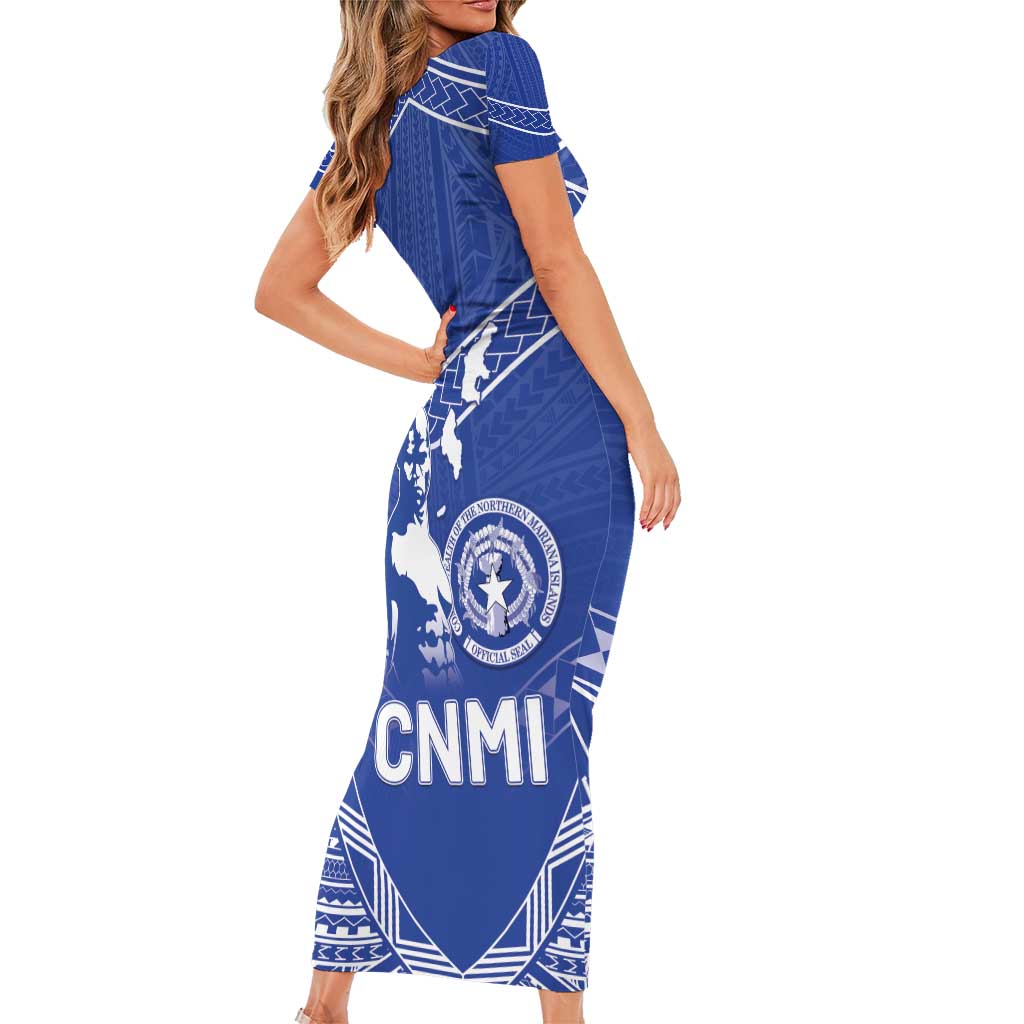 Northern Mariana Islands Family Matching Short Sleeve Bodycon Dress and Hawaiian Shirt Chamorro Warrior Tribal Pattern LT05 - Polynesian Pride