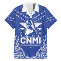 Northern Mariana Islands Family Matching Tank Maxi Dress and Hawaiian Shirt Chamorro Warrior Tribal Pattern LT05 Dad's Shirt - Short Sleeve Blue - Polynesian Pride