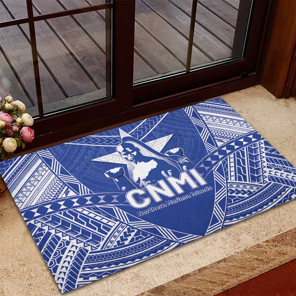 Northern Mariana Islands Rubber Doormat Chamorro Warrior Tribal Pattern