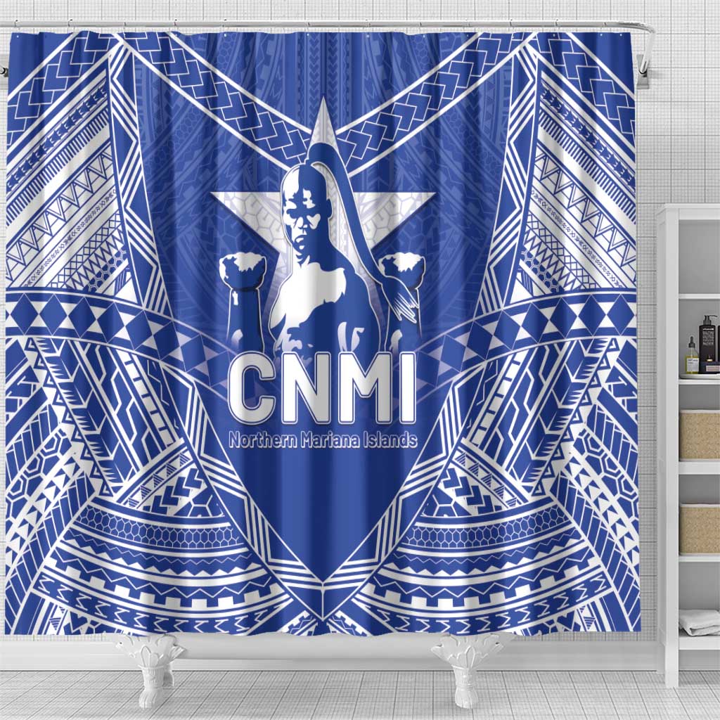 Northern Mariana Islands Shower Curtain Chamorro Warrior Tribal Pattern
