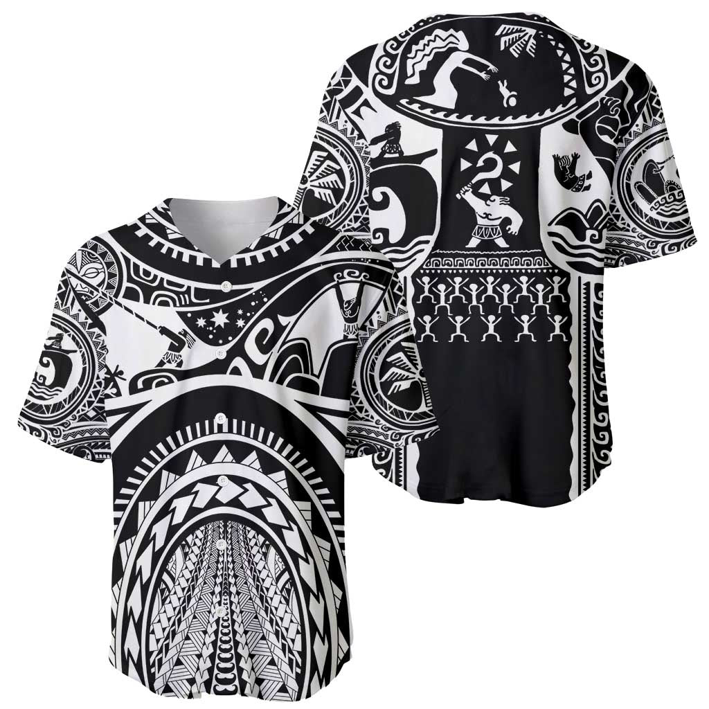 Polynesia Maui Tattoo Inspired Baseball Jersey Black Version LT05 - Polynesian Pride