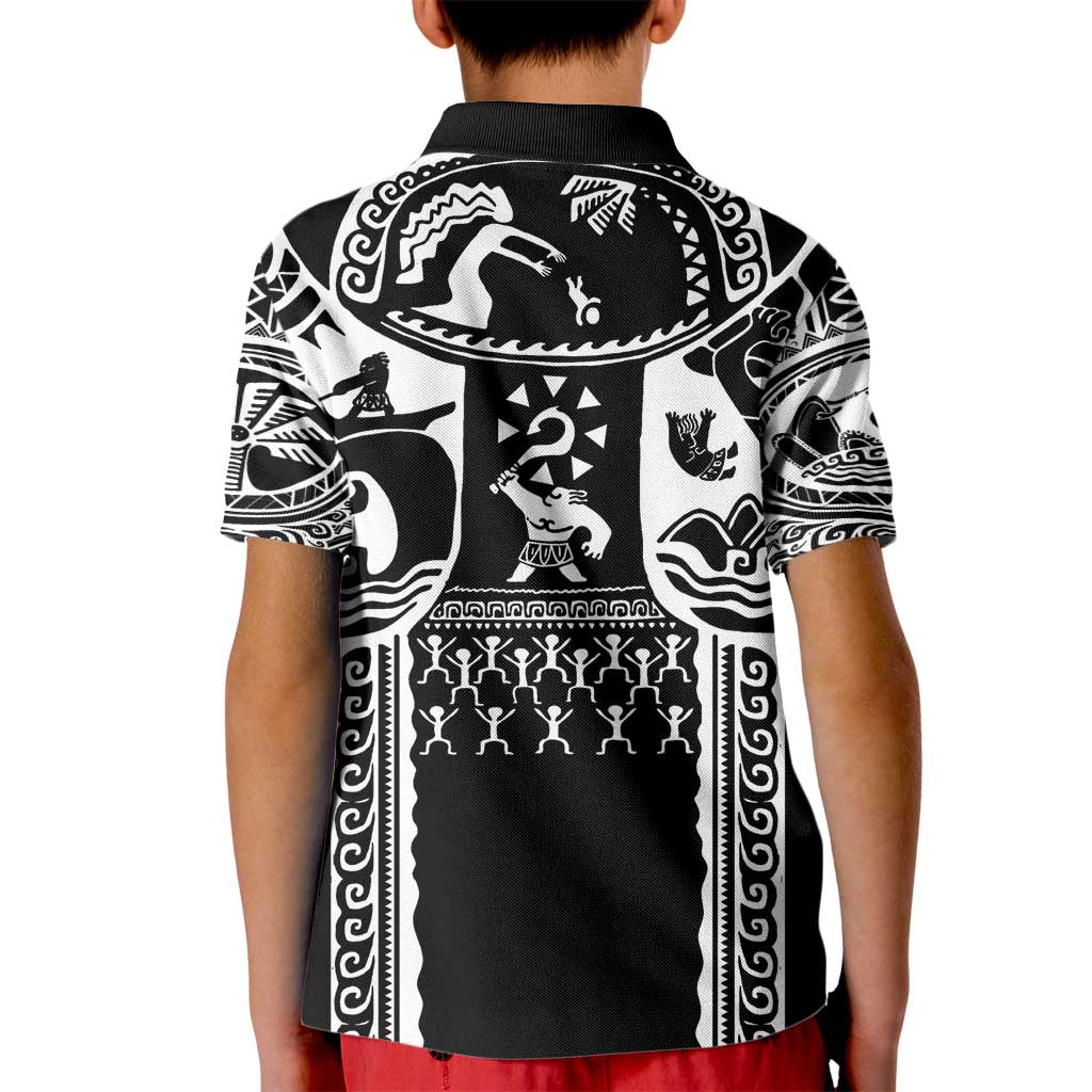 Polynesia Maui Tattoo Inspired Kid Polo Shirt Black Version LT05 - Polynesian Pride