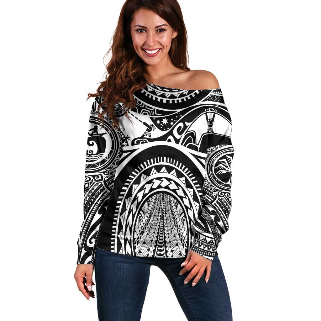 Polynesia Maui Tattoo Inspired Off Shoulder Sweater Black Version