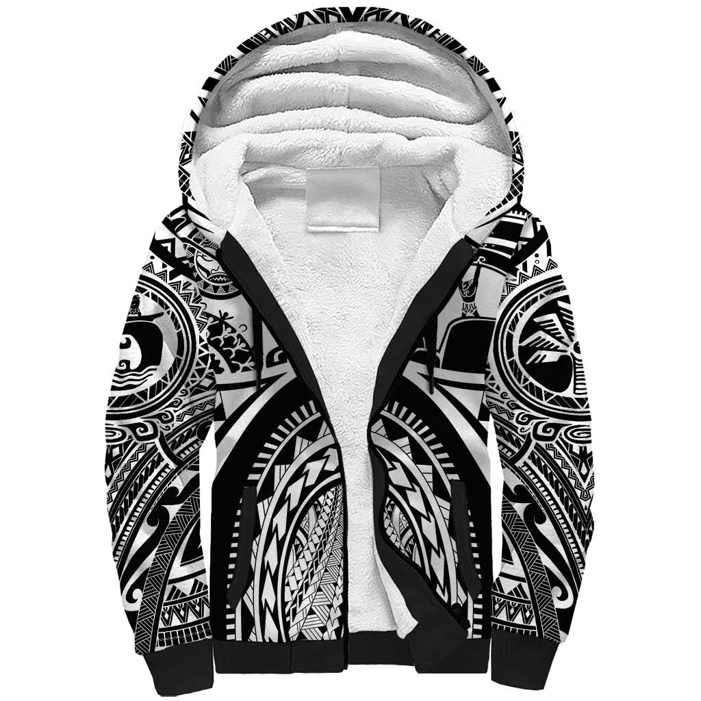 Polynesia Maui Tattoo Inspired Sherpa Hoodie Black Version