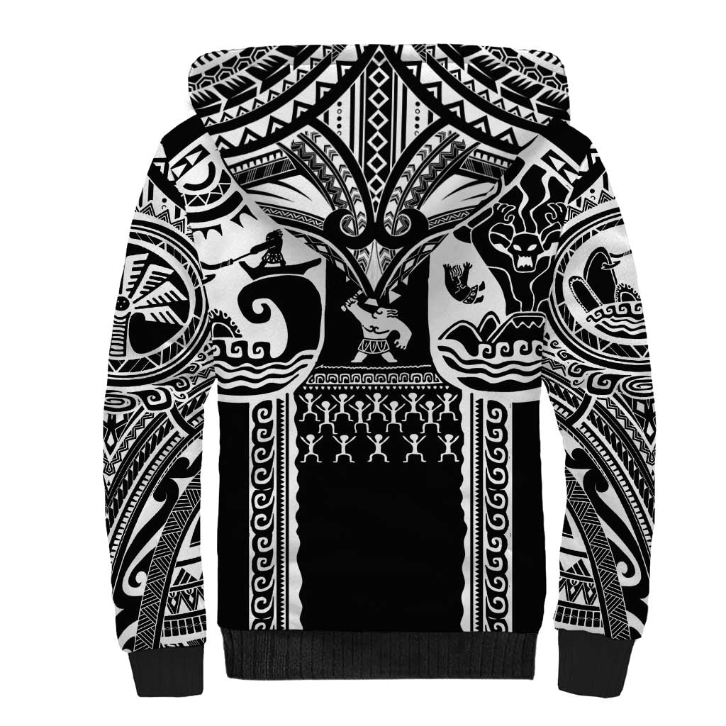 Polynesia Maui Tattoo Inspired Sherpa Hoodie Black Version