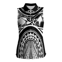 Polynesia Maui Tattoo Inspired Women Sleeveless Polo Shirt Black Version LT05 Female Black - Polynesian Pride
