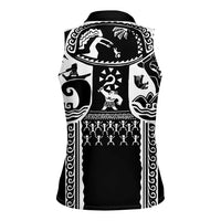 Polynesia Maui Tattoo Inspired Women Sleeveless Polo Shirt Black Version LT05 - Polynesian Pride