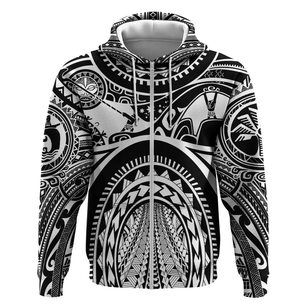 Polynesia Maui Tattoo Inspired Zip Hoodie Black Version