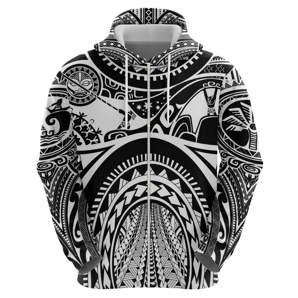 Polynesia Maui Tattoo Inspired Zip Hoodie Black Version