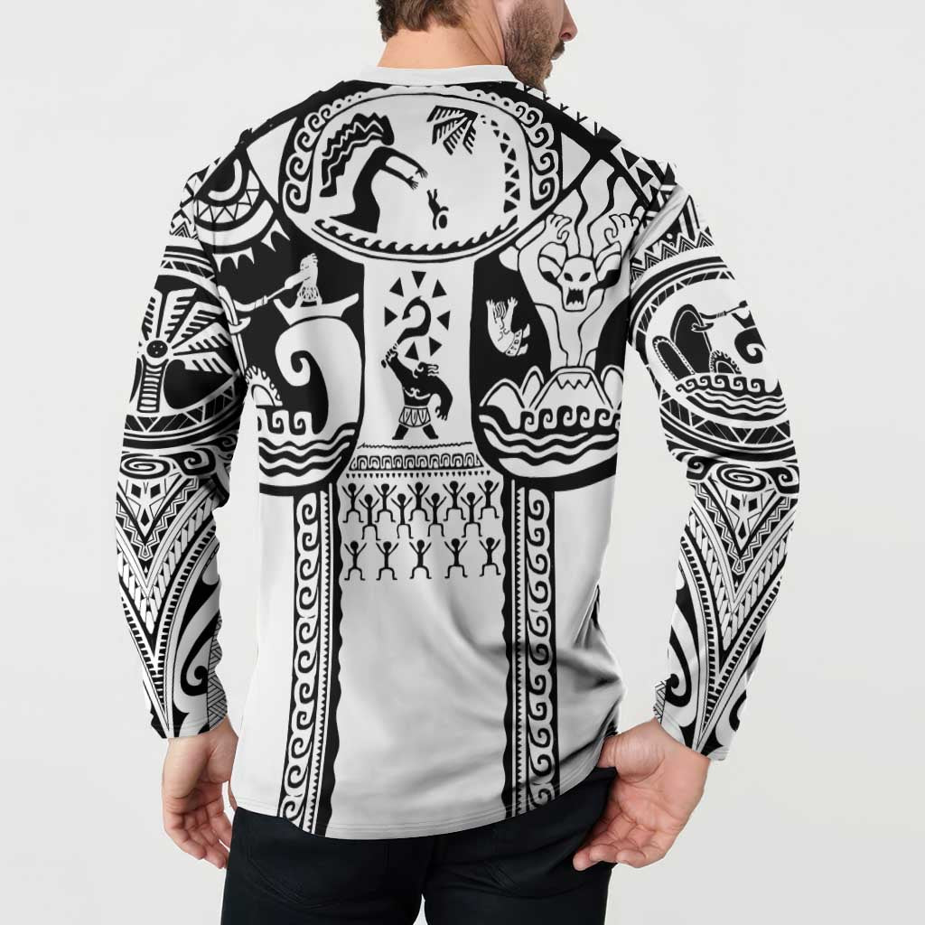 Polynesia Maui Tattoo Inspired Button Sweatshirt White Version LT05 - Polynesian Pride
