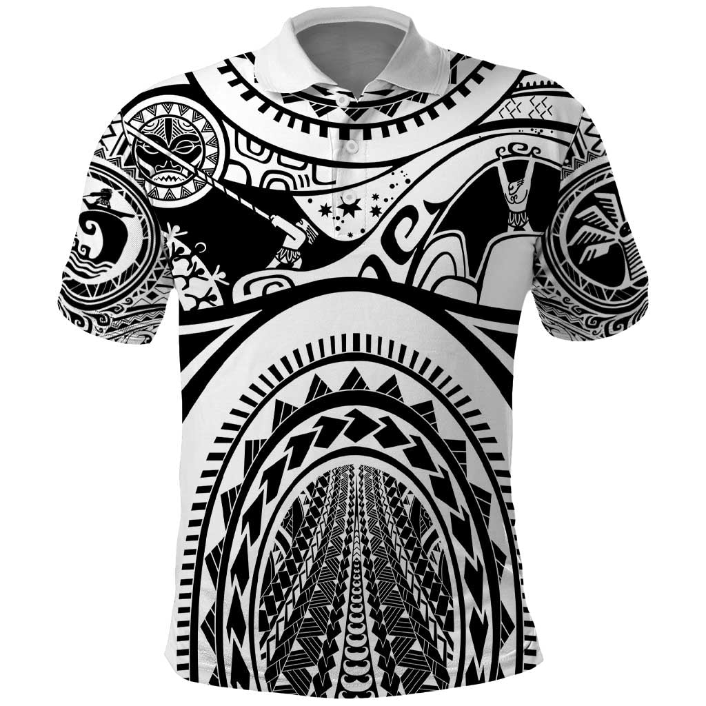Polynesia Maui Tattoo Inspired Polo Shirt White Version