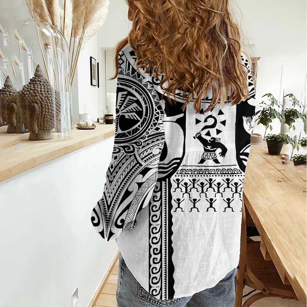 Polynesia Maui Tattoo Inspired Women Casual Shirt White Version LT05 - Polynesian Pride
