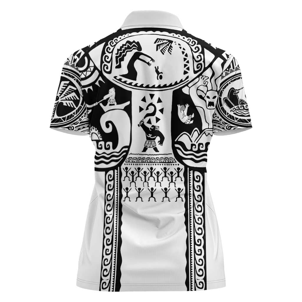 Polynesia Maui Tattoo Inspired Women Polo Shirt White Version