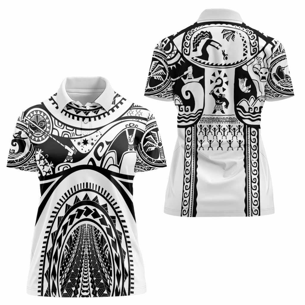 Polynesia Maui Tattoo Inspired Women Polo Shirt White Version