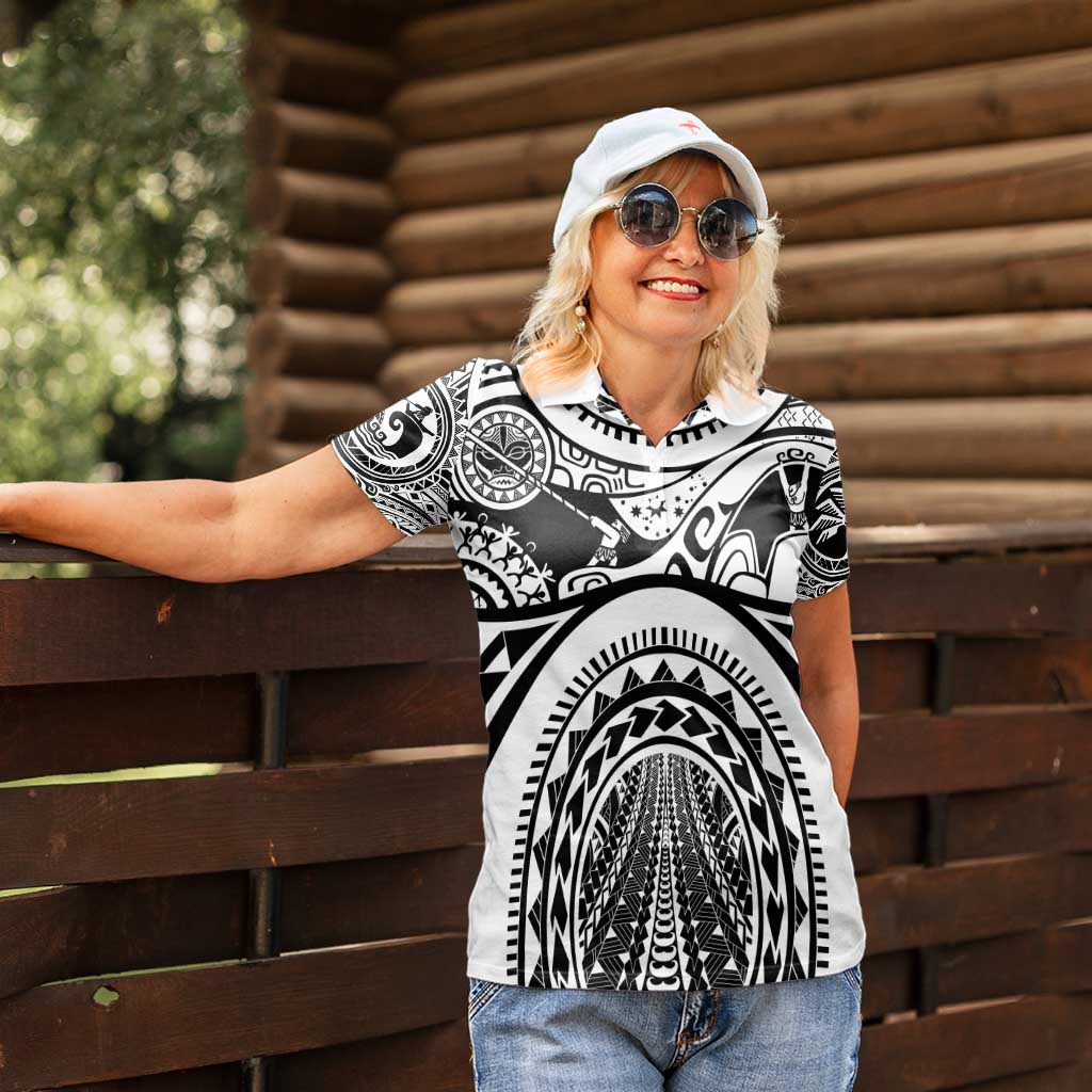 Polynesia Maui Tattoo Inspired Women Polo Shirt White Version