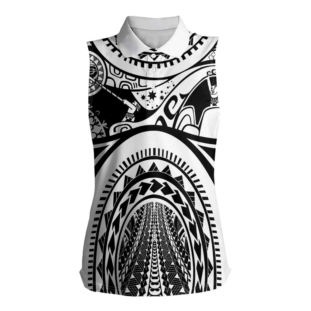 Polynesia Maui Tattoo Inspired Women Sleeveless Polo Shirt White Version LT05 Female White - Polynesian Pride