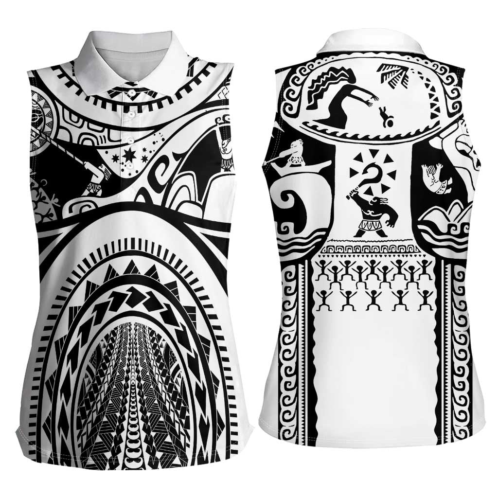 Polynesia Maui Tattoo Inspired Women Sleeveless Polo Shirt White Version LT05 - Polynesian Pride