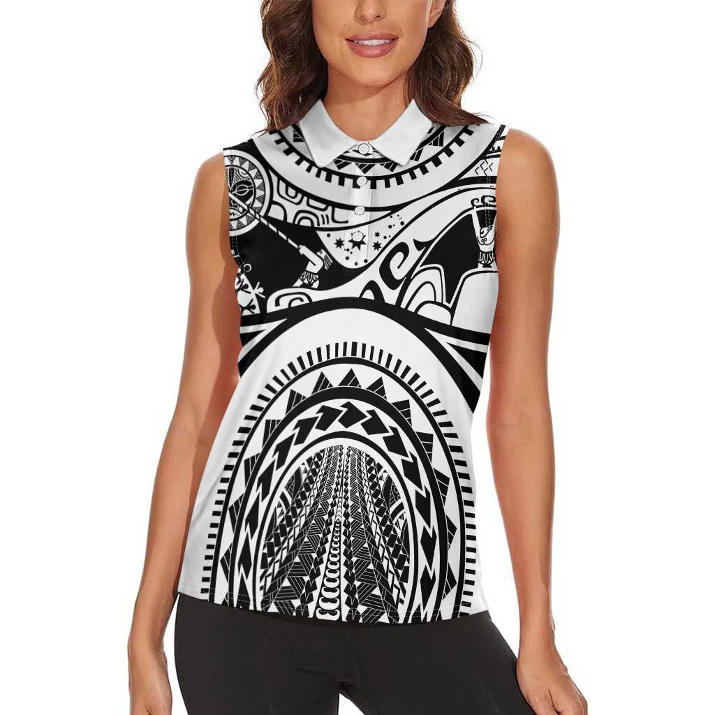 Polynesia Maui Tattoo Inspired Women Sleeveless Polo Shirt White Version LT05 - Polynesian Pride