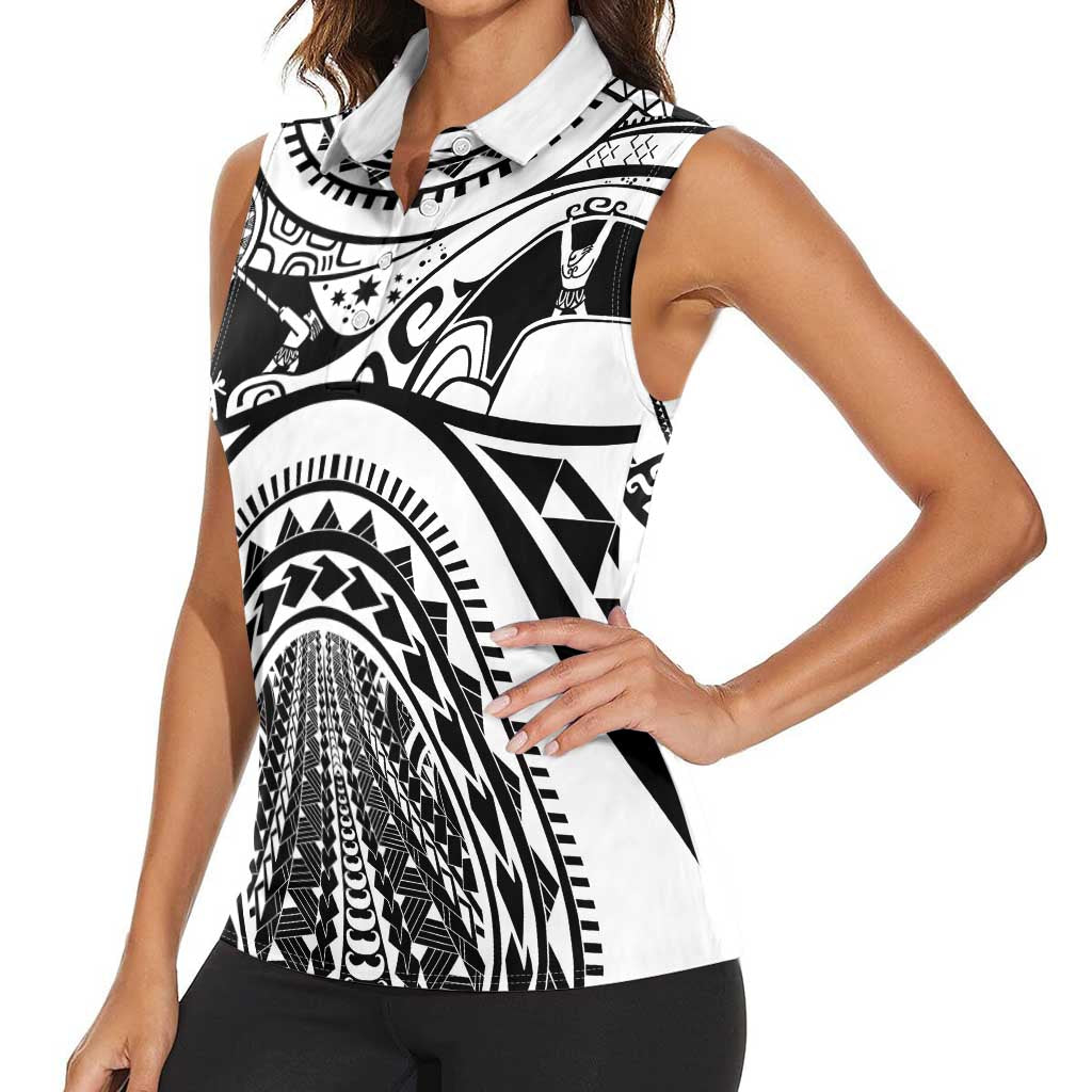Polynesia Maui Tattoo Inspired Women Sleeveless Polo Shirt White Version LT05 - Polynesian Pride