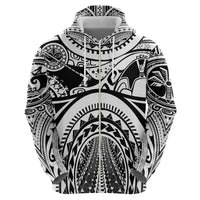 Polynesia Maui Tattoo Inspired Zip Hoodie White Version