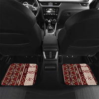 Red Vintage Tonga Ngatu Pattern With Plumeria Car Mats - Polynesian Pride