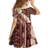Red Vintage Tonga Ngatu Pattern With Plumeria Family Matching Summer Maxi Dress and Hawaiian Shirt - Polynesian Pride