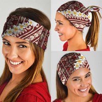Red Vintage Tonga Ngatu Pattern With Plumeria Neck Gaiter - Polynesian Pride