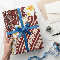 Red Vintage Tonga Ngatu Pattern With Plumeria Wrapping Paper