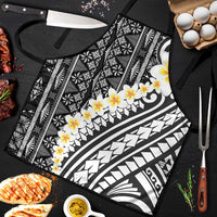Black Vintage Tonga Ngatu Pattern With Plumeria Apron - Polynesian Pride