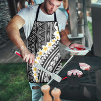 Black Vintage Tonga Ngatu Pattern With Plumeria Apron - Polynesian Pride