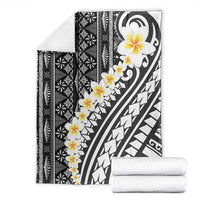 Black Vintage Tonga Ngatu Pattern With Plumeria Blanket - Polynesian Pride
