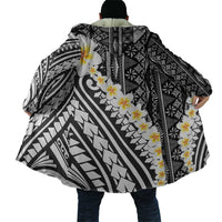 Black Vintage Tonga Ngatu Pattern With Plumeria Cloak - Polynesian Pride