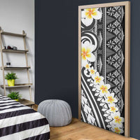 Black Vintage Tonga Ngatu Pattern With Plumeria Door Cover - Polynesian Pride