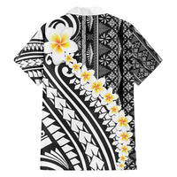 Black Vintage Tonga Ngatu Pattern With Plumeria Family Matching Puletasi and Hawaiian Shirt - Polynesian Pride