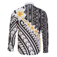 Black Vintage Tonga Ngatu Pattern With Plumeria Family Matching Short Sleeve Bodycon Dress and Hawaiian Shirt - Polynesian Pride