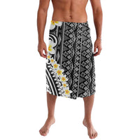 Black Vintage Tonga Ngatu Pattern With Plumeria Lavalava - Polynesian Pride
