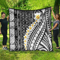 Black Vintage Tonga Ngatu Pattern With Plumeria Quilt - Polynesian Pride