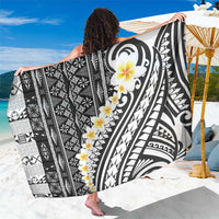 Black Vintage Tonga Ngatu Pattern With Plumeria Sarong - Polynesian Pride