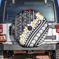 Black Vintage Tonga Ngatu Pattern With Plumeria Spare Tire Cover - Polynesian Pride