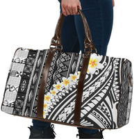 Black Vintage Tonga Ngatu Pattern With Plumeria Travel Bag - Polynesian Pride