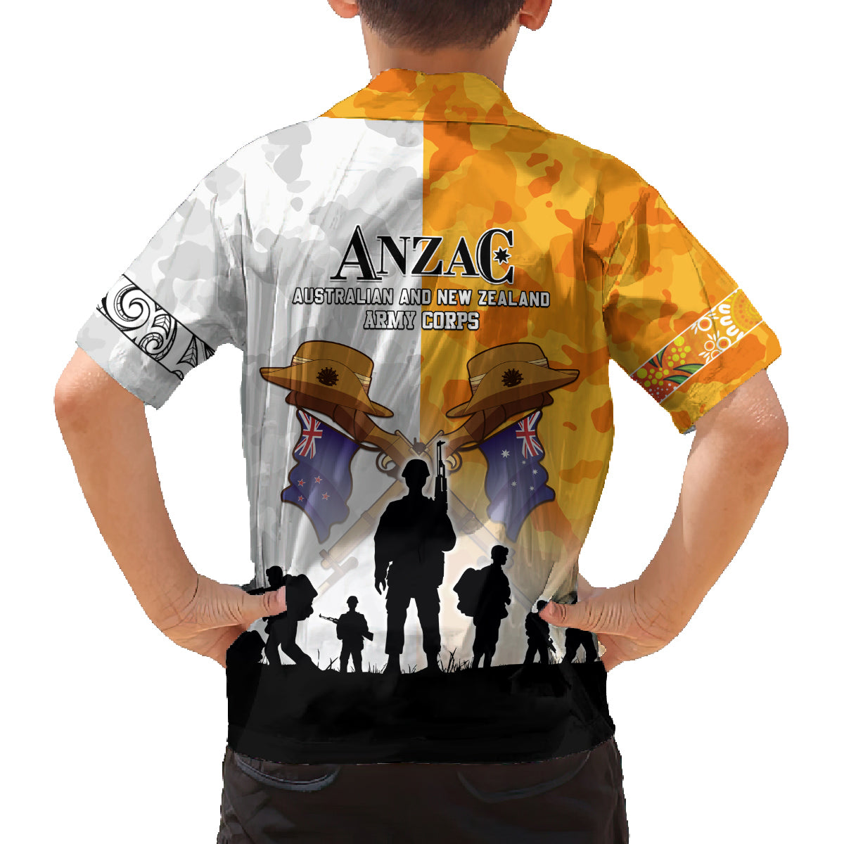 Australia And New Zealand ANZAC Day Family Matching Off Shoulder Maxi Dress and Hawaiian Shirt Lest We Forget LT05 - Polynesian Pride