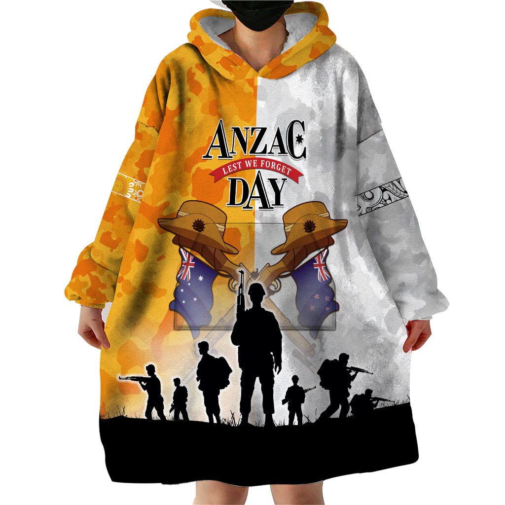 Australia And New Zealand ANZAC Day Wearable Blanket Hoodie Lest We Forget LT05 - Polynesian Pride